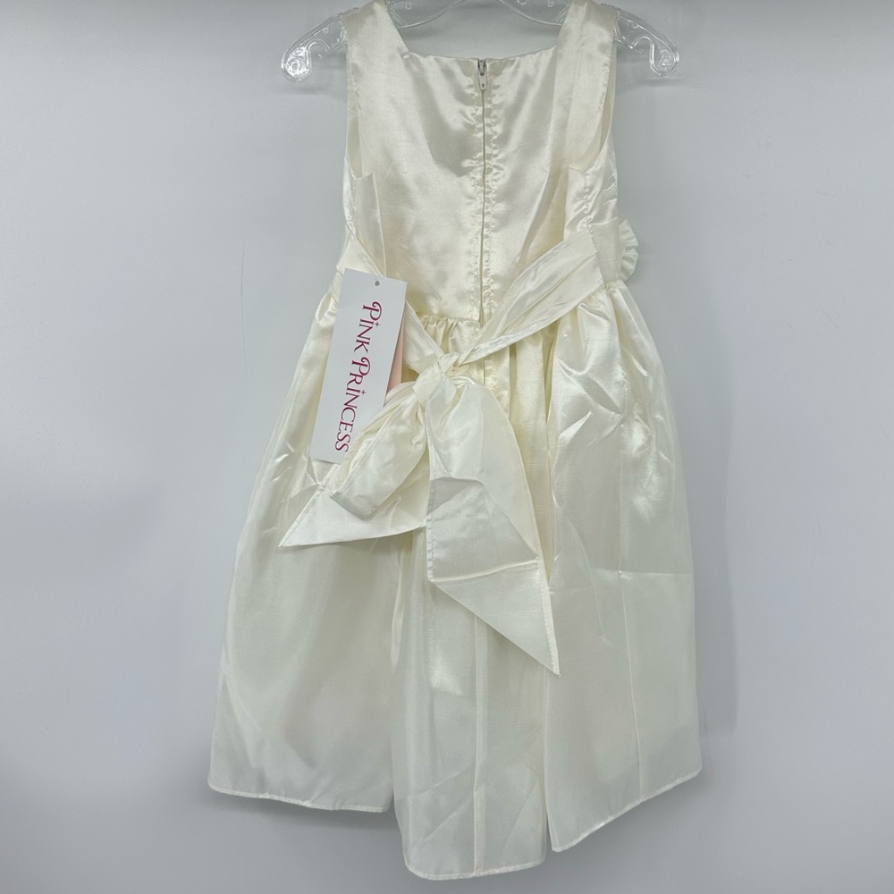 Sweet Kids Pink Princess Ivory Satin with Flower Waistband Dress Size 3 NWT - Picture 7 of 11